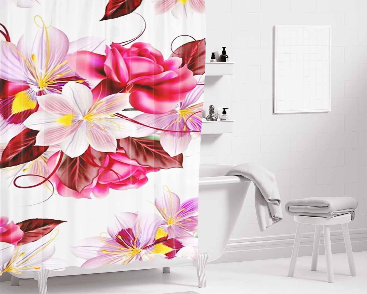 Blossom Flower Bathroom Shower Curtain Fabric Waterproof | 66 X 72 Inch