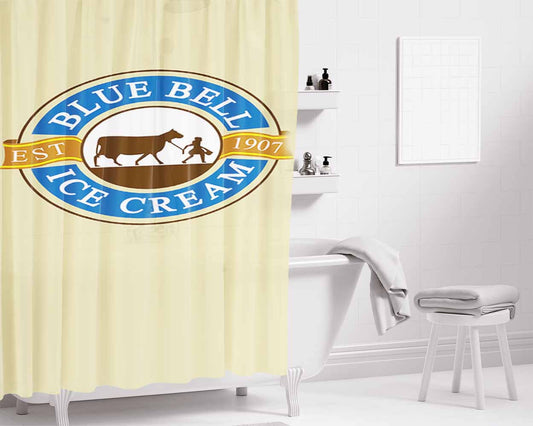 Blue Bell Creameries Ice Cream Bathroom Shower Curtain Fabric Waterproof | 66 X 72 Inch