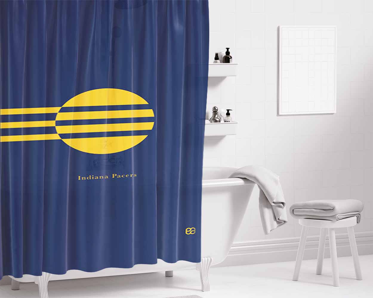 Blue Circle Bathroom Shower Curtain Fabric Waterproof | 66 X 72 Inch