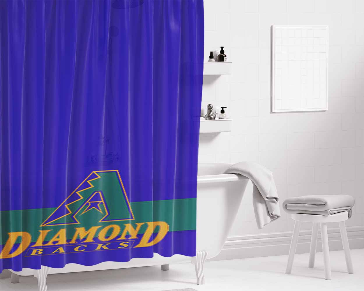 Blue Diamondback Bathroom Shower Curtain Fabric Waterproof | 66 X 72 Inch