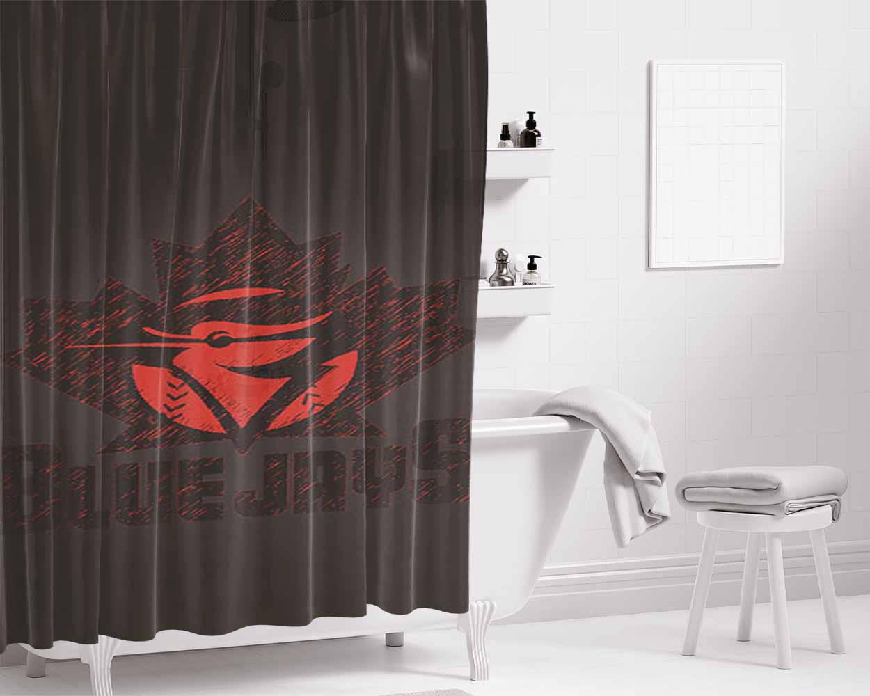 Blue Jays Logos Bathroom Shower Curtain Fabric Waterproof | 66 X 72 Inch