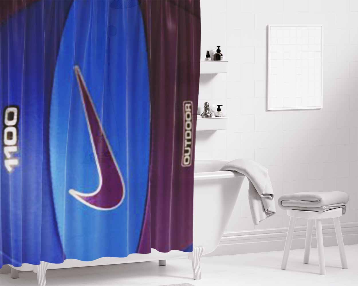 Blue Volley Ball Nike 2 Bathroom Shower Curtain Fabric Waterproof | 66 X 72 Inch
