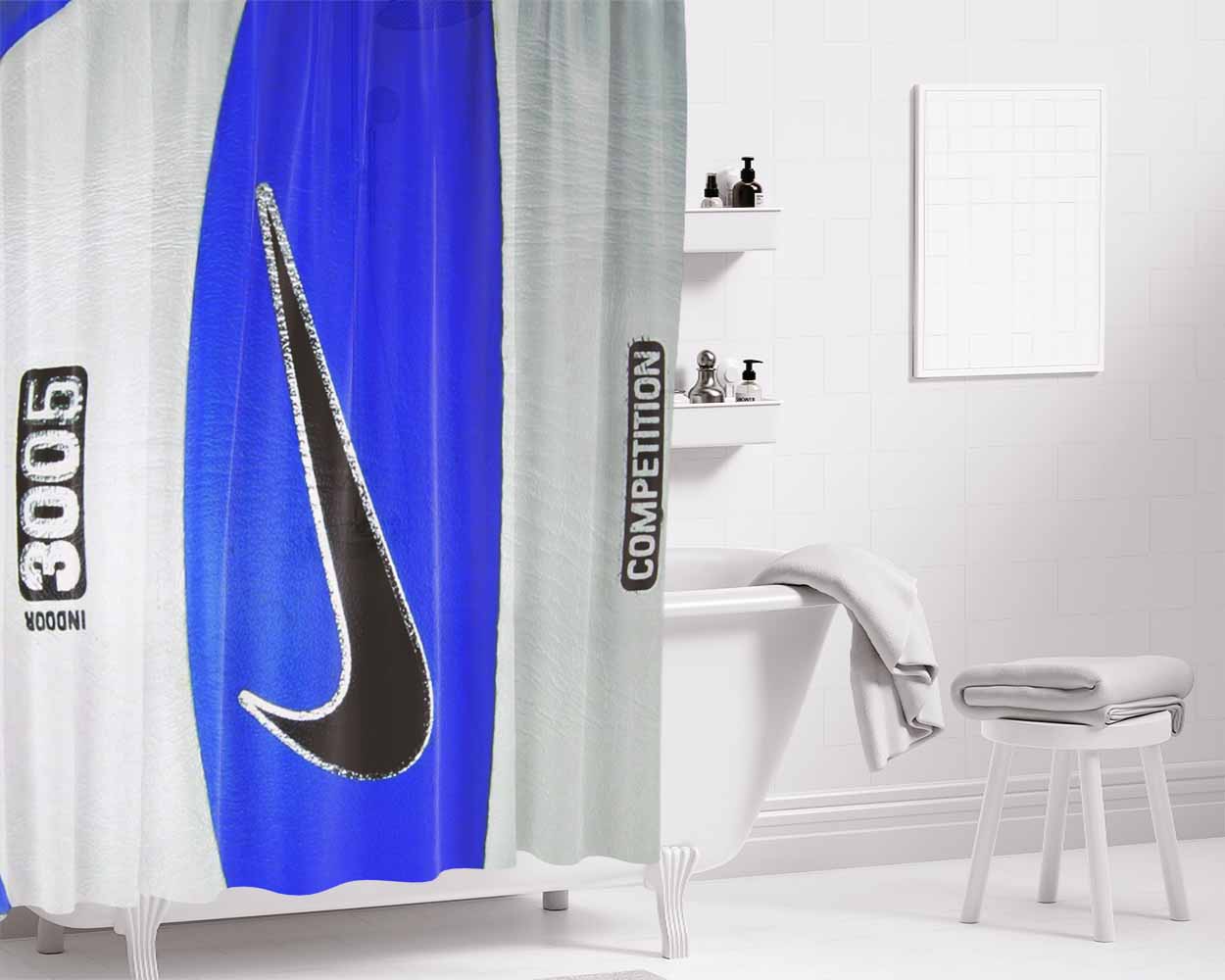 Blue Volley Ball Nike Bathroom Shower Curtain Fabric Waterproof | 66 X 72 Inch
