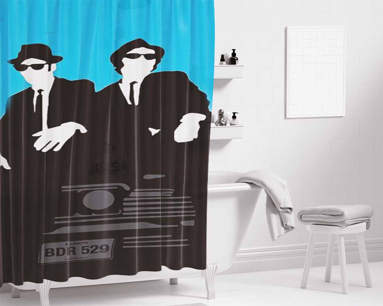 Blues Brothers Poster Bathroom Shower Curtain Fabric Waterproof | 66 X 72 Inch