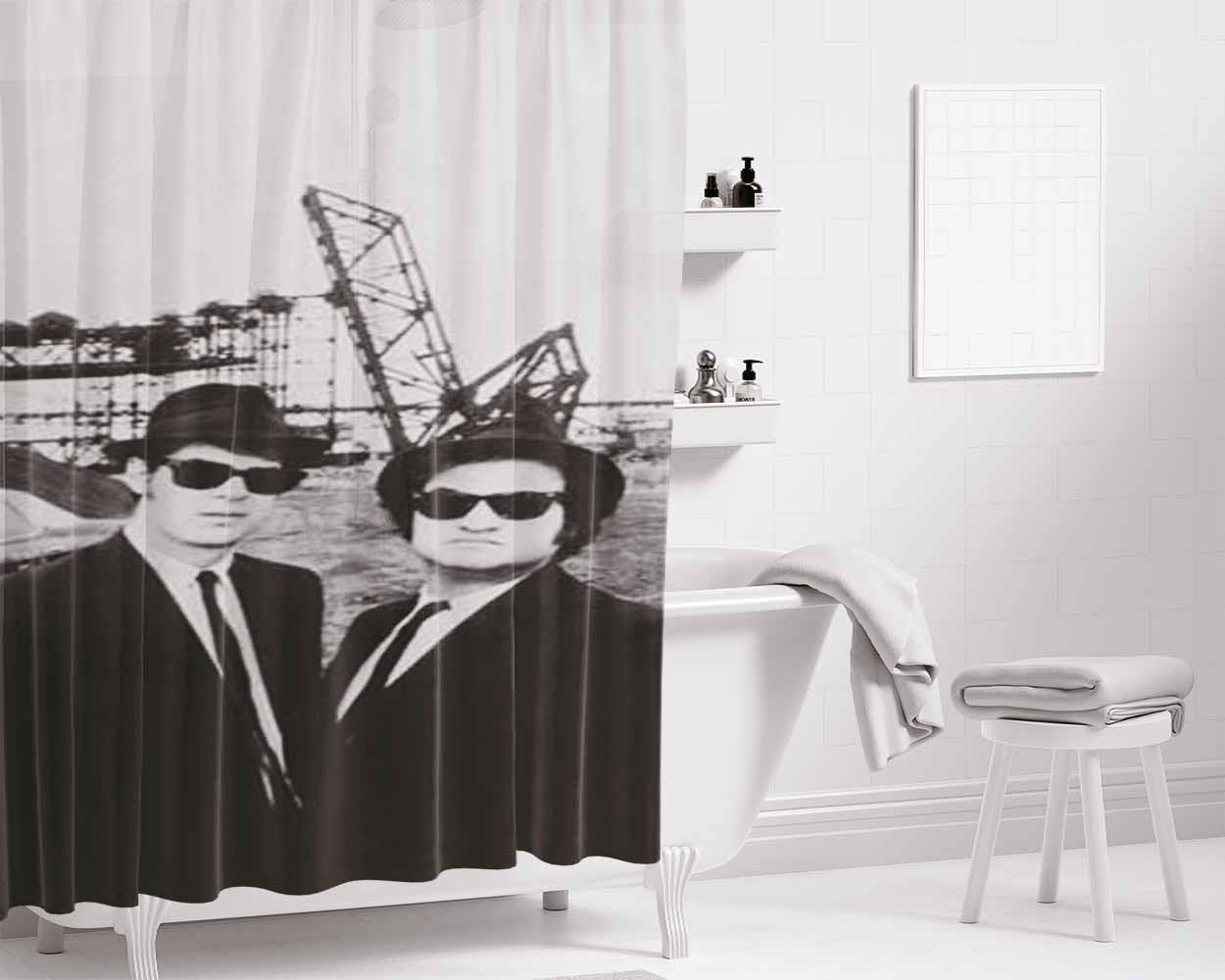 Blues Brothers Bathroom Shower Curtain Fabric Waterproof | 66 X 72 Inch