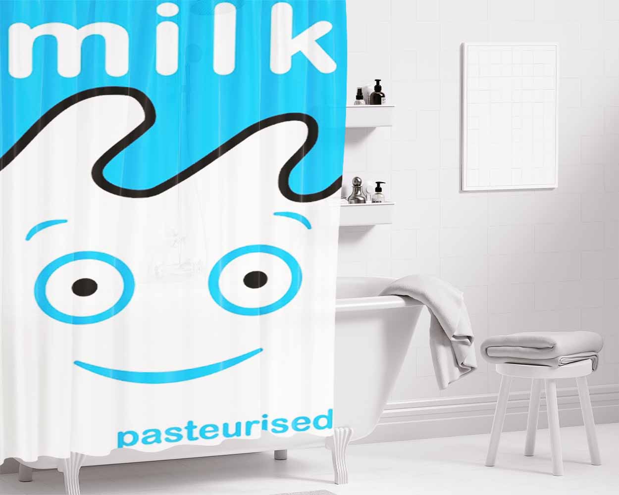 Blur Coffee And Tv Milk Carton Bathroom Shower Curtain Fabric Waterproof | 66 X 72 Inch