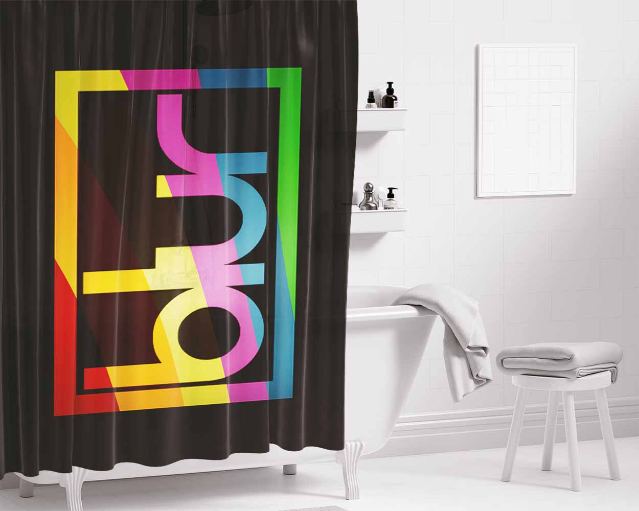 Blur Logo 2 Bathroom Shower Curtain Fabric Waterproof | 66 X 72 Inch