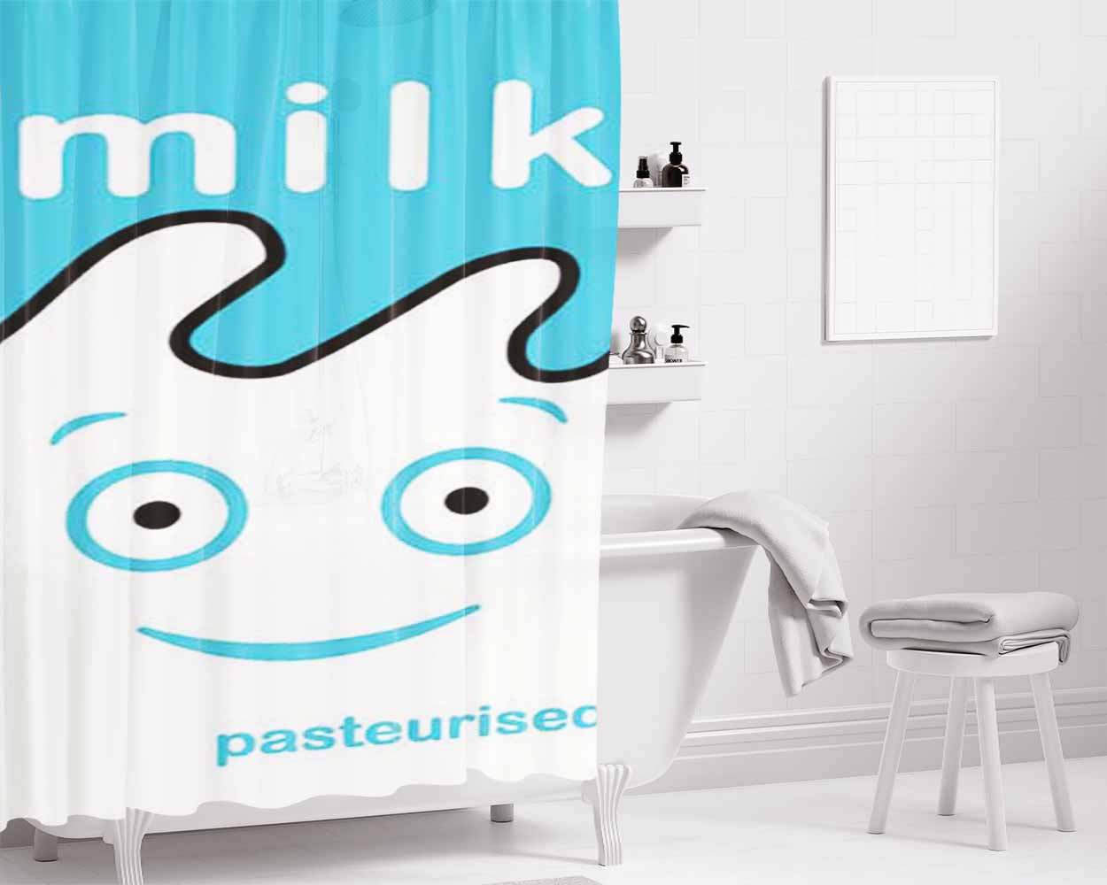 Blur Milk Carton Bathroom Shower Curtain Fabric Waterproof | 66 X 72 Inch