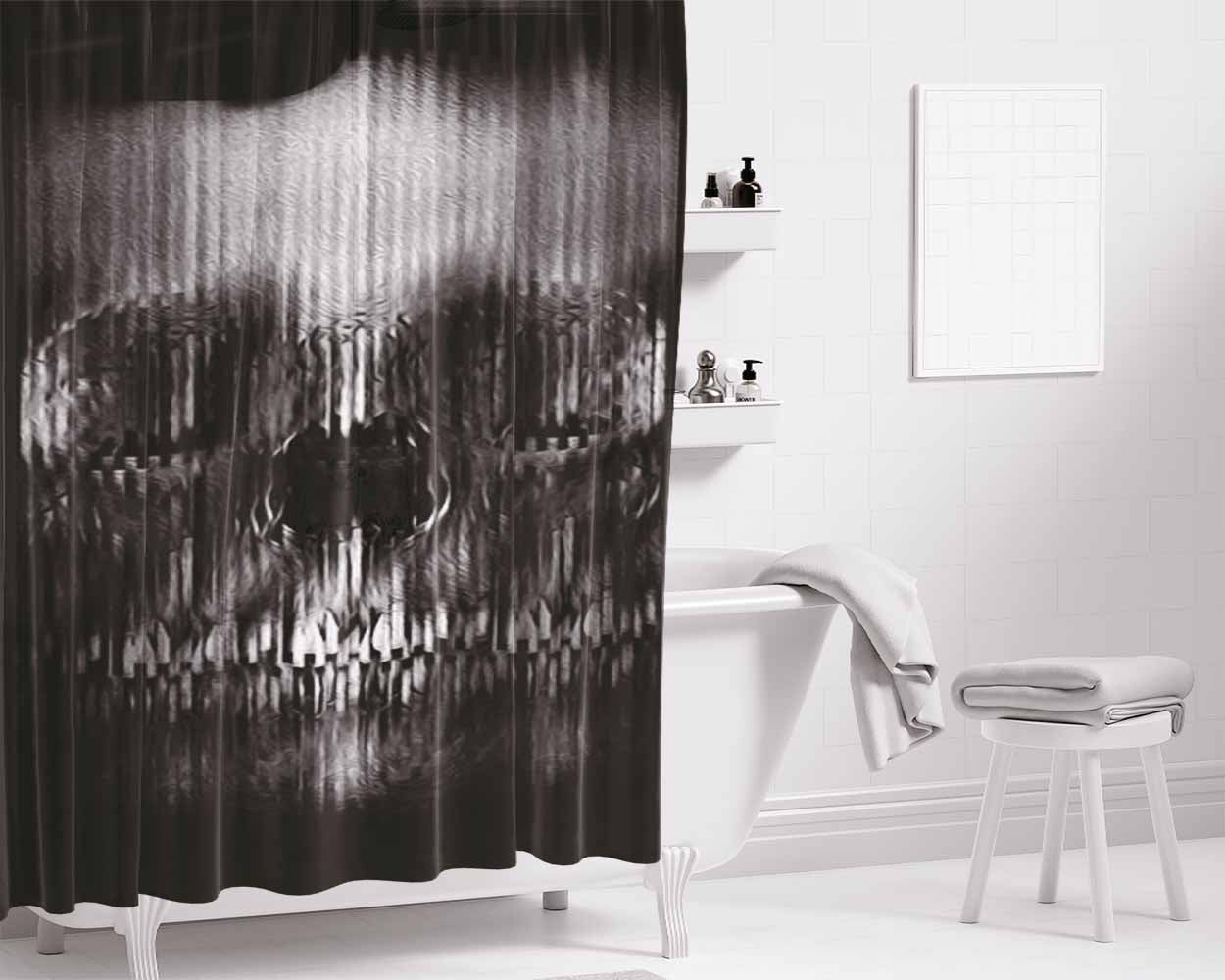 Blur Skull Bathroom Shower Curtain Fabric Waterproof | 66 X 72 Inch