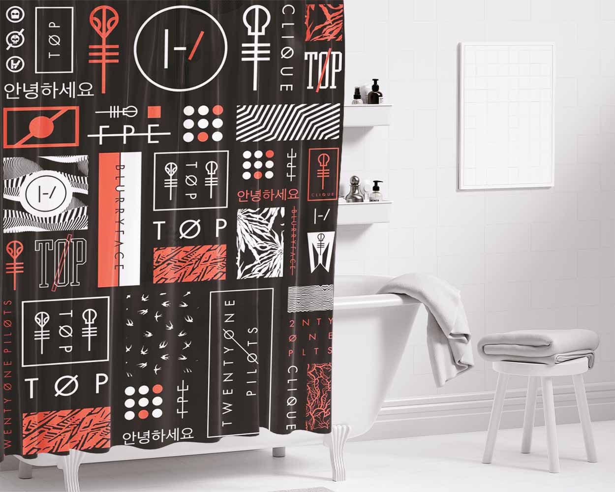 Blurryface Artworks Bathroom Shower Curtain Fabric Waterproof | 66 X 72 Inch