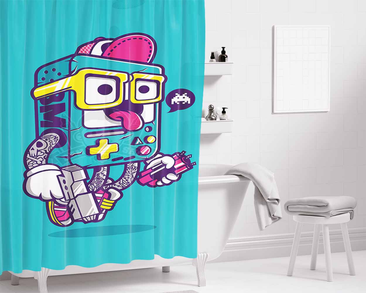 Bmo V2 Bathroom Shower Curtain Fabric Waterproof | 66 X 72 Inch