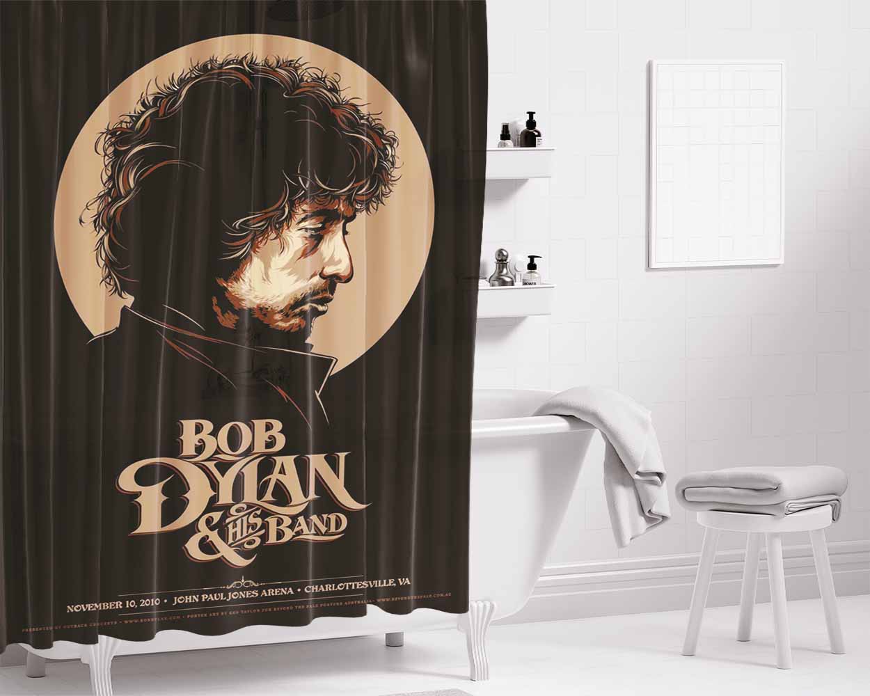 Bob Dylan And His Band Bathroom Shower Curtain Fabric Waterproof | 66 X 72 Inch