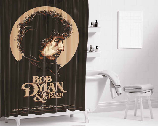 Bob Dylan And His Band Bathroom Shower Curtain Fabric Waterproof | 66 X 72 Inch