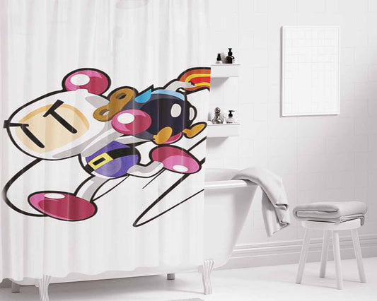Bobomberman Bathroom Shower Curtain Fabric Waterproof | 66 X 72 Inch