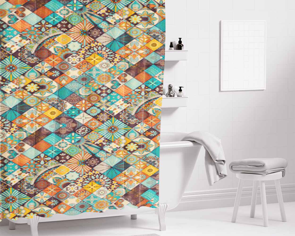 Bohemian Retro Bathroom Shower Curtain Fabric Waterproof | 66 X 72 Inch