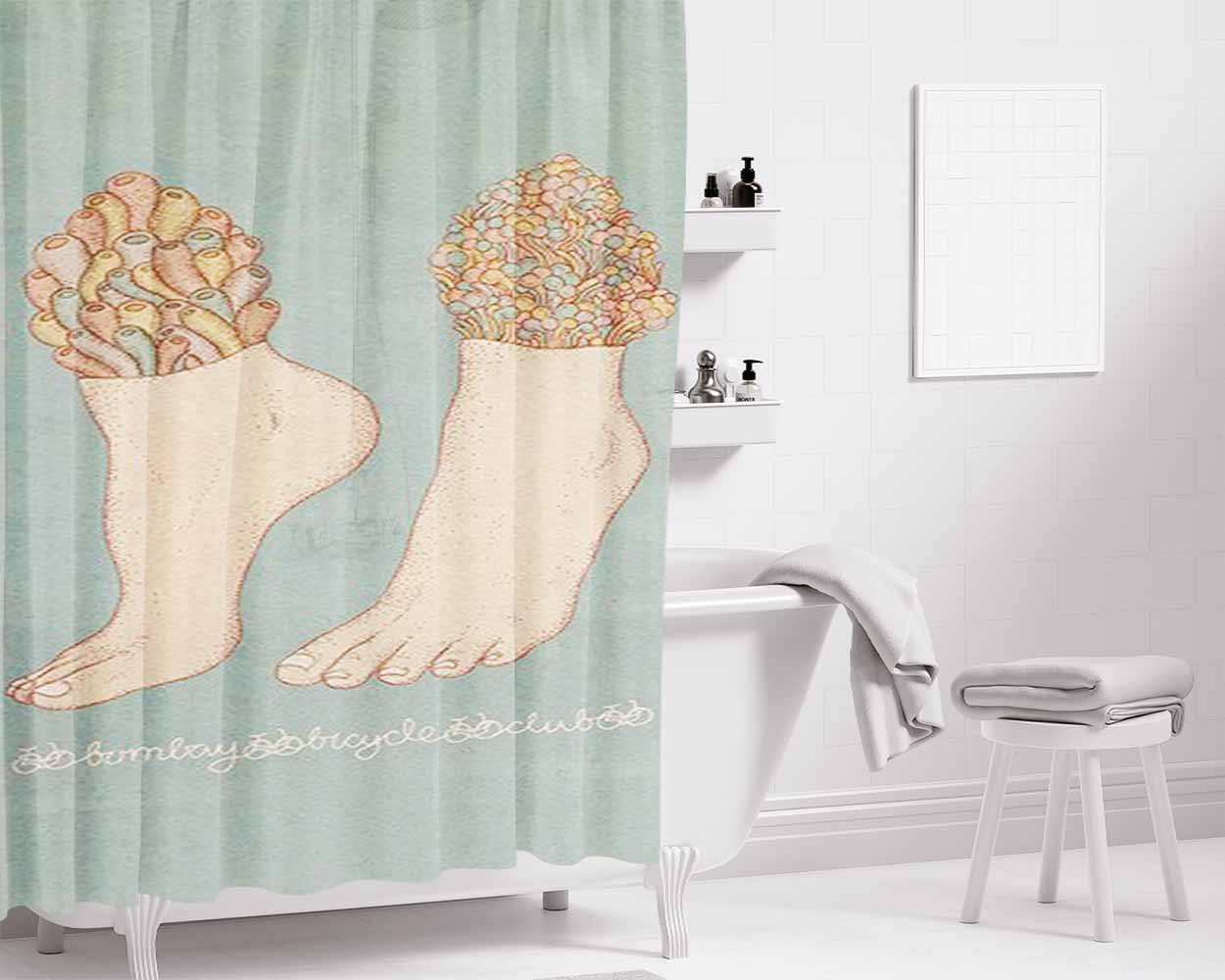 Bombay Bicycle Club Bathroom Shower Curtain Fabric Waterproof | 66 X 72 Inch