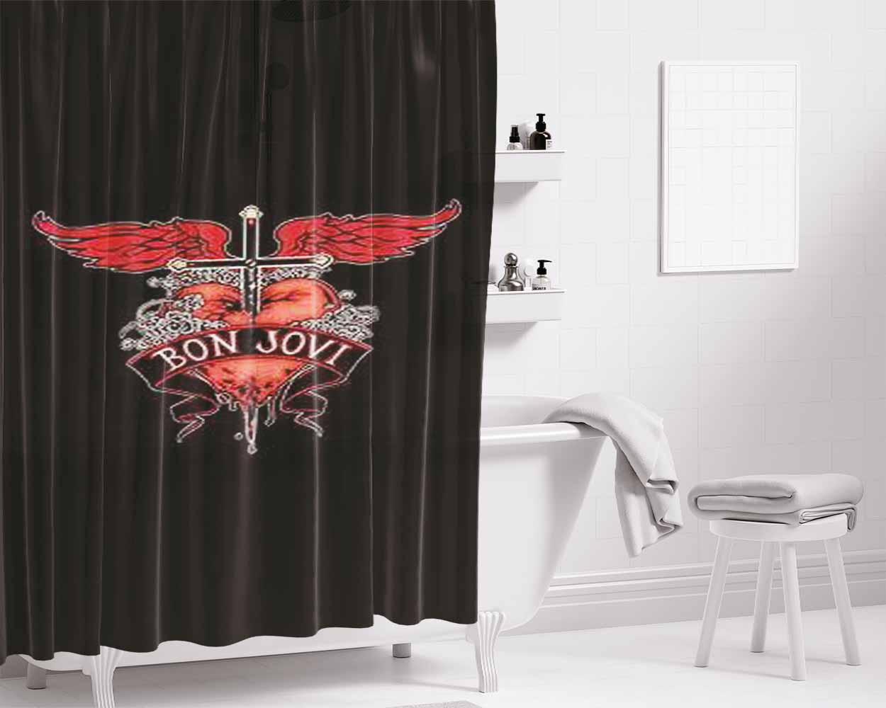 Bonjovi Bathroom Shower Curtain Fabric Waterproof | 66 X 72 Inch