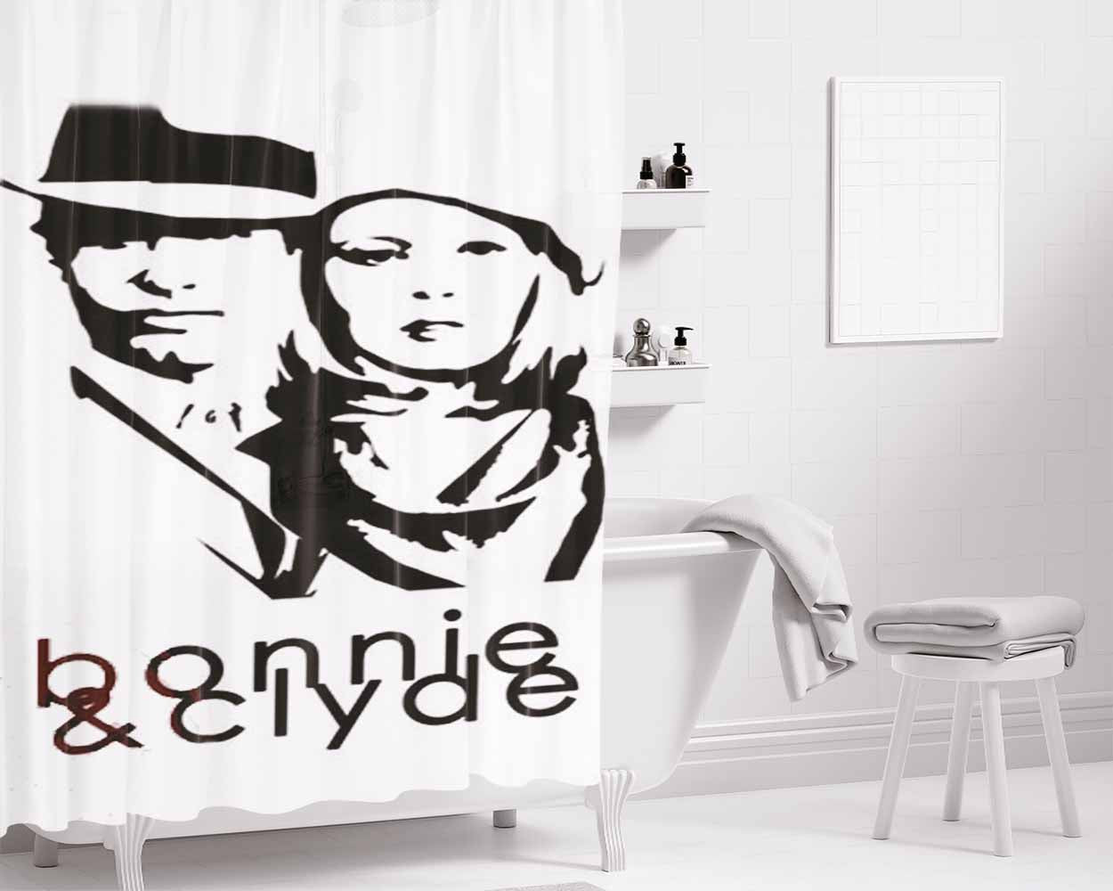 Bonnie And Clyde 3 Bathroom Shower Curtain Fabric Waterproof | 66 X 72 Inch