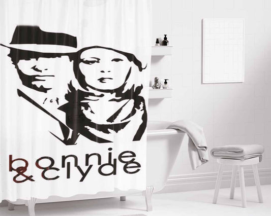 Bonnie And Clyde 3 Bathroom Shower Curtain Fabric Waterproof | 66 X 72 Inch