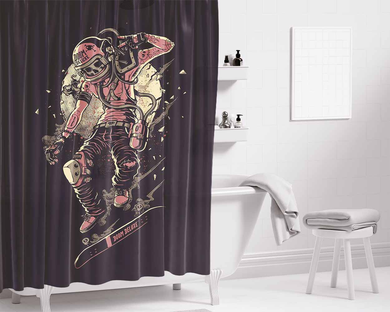 Boom Deluxe Bathroom Shower Curtain Fabric Waterproof | 66 X 72 Inch