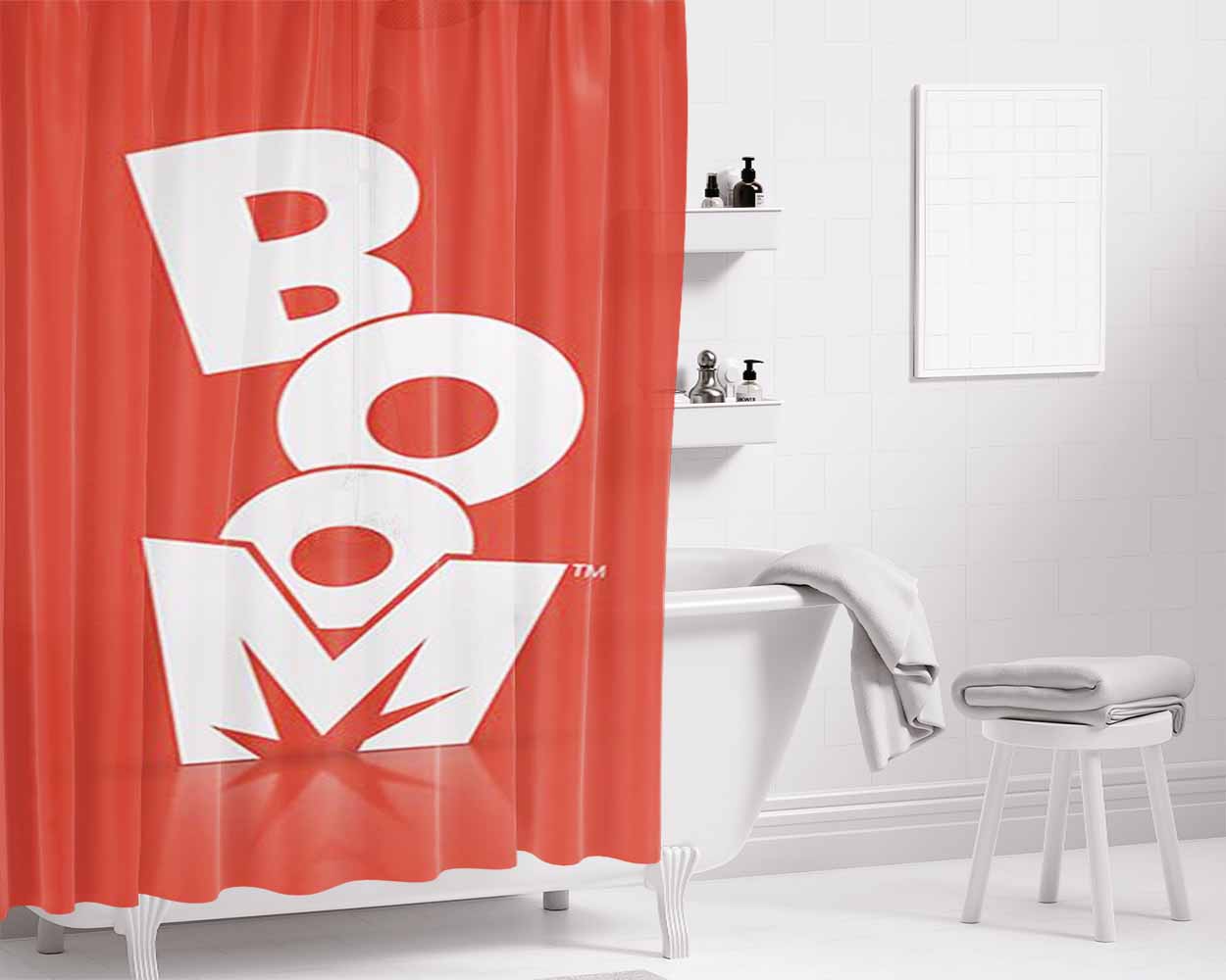 Boom Bathroom Shower Curtain Fabric Waterproof | 66 X 72 Inch
