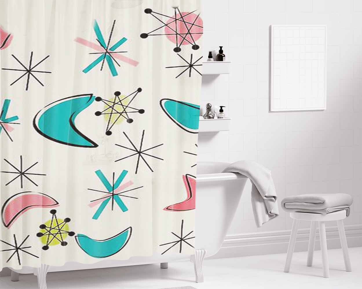 Boomerang Bathroom Shower Curtain Fabric Waterproof | 66 X 72 Inch