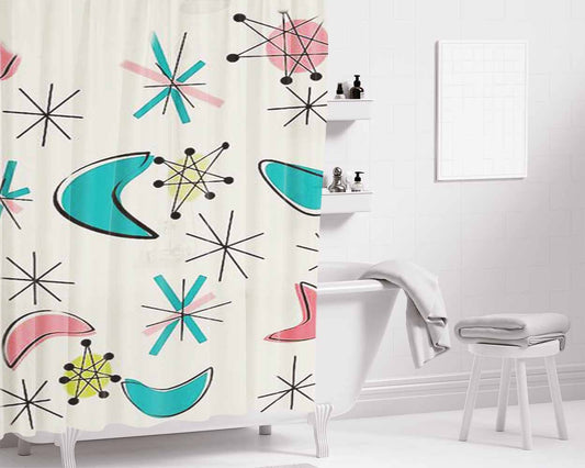 Boomerang Bathroom Shower Curtain Fabric Waterproof | 66 X 72 Inch