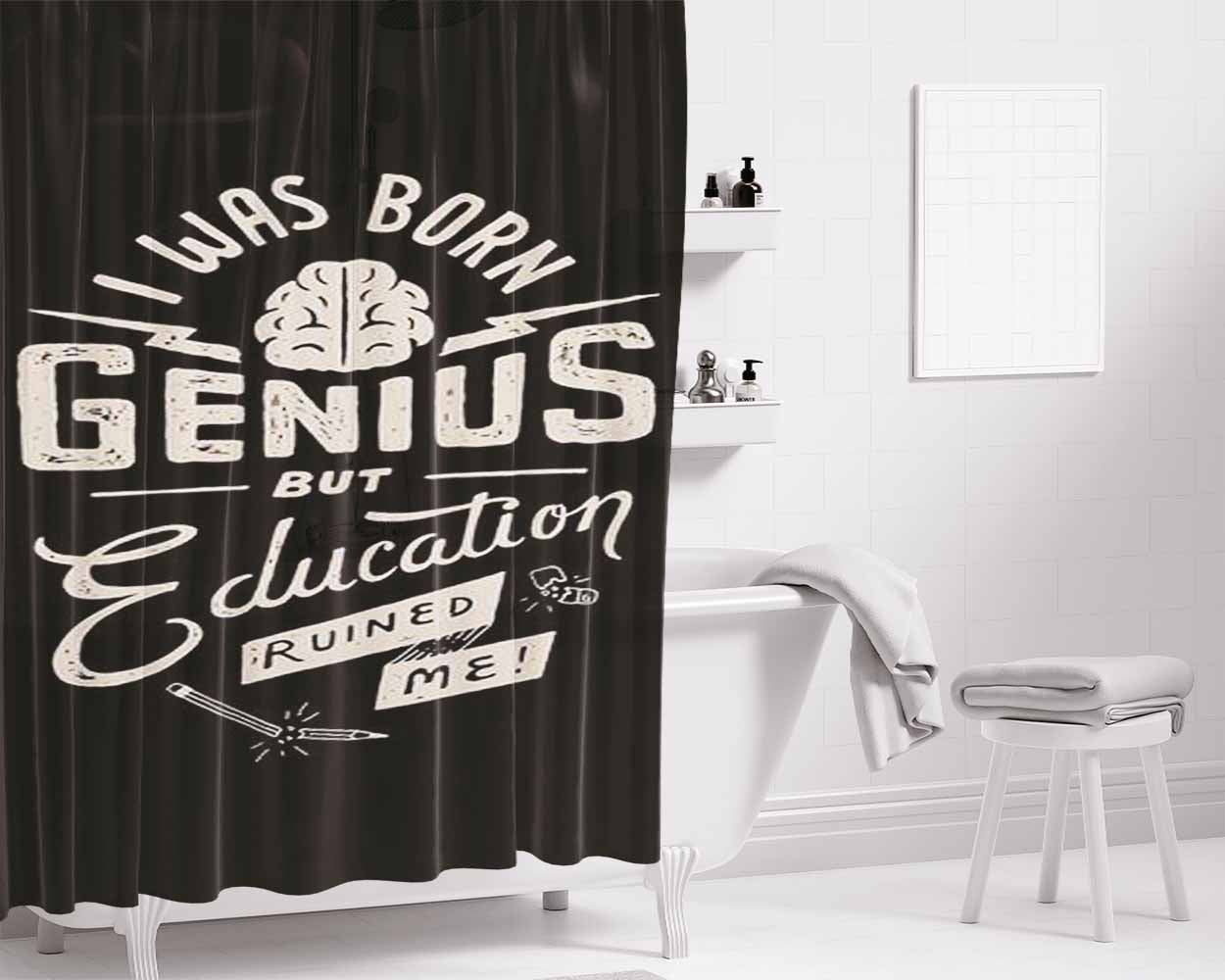 Born Genius Bathroom Shower Curtain Fabric Waterproof | 66 X 72 Inch