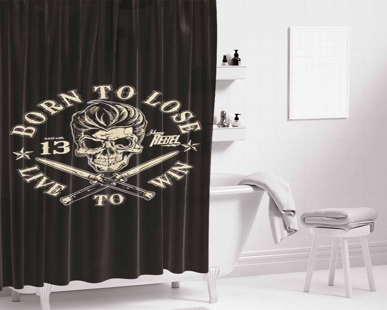 Born To Lose Live To Win Bathroom Shower Curtain Fabric Waterproof | 66 X 72 Inch