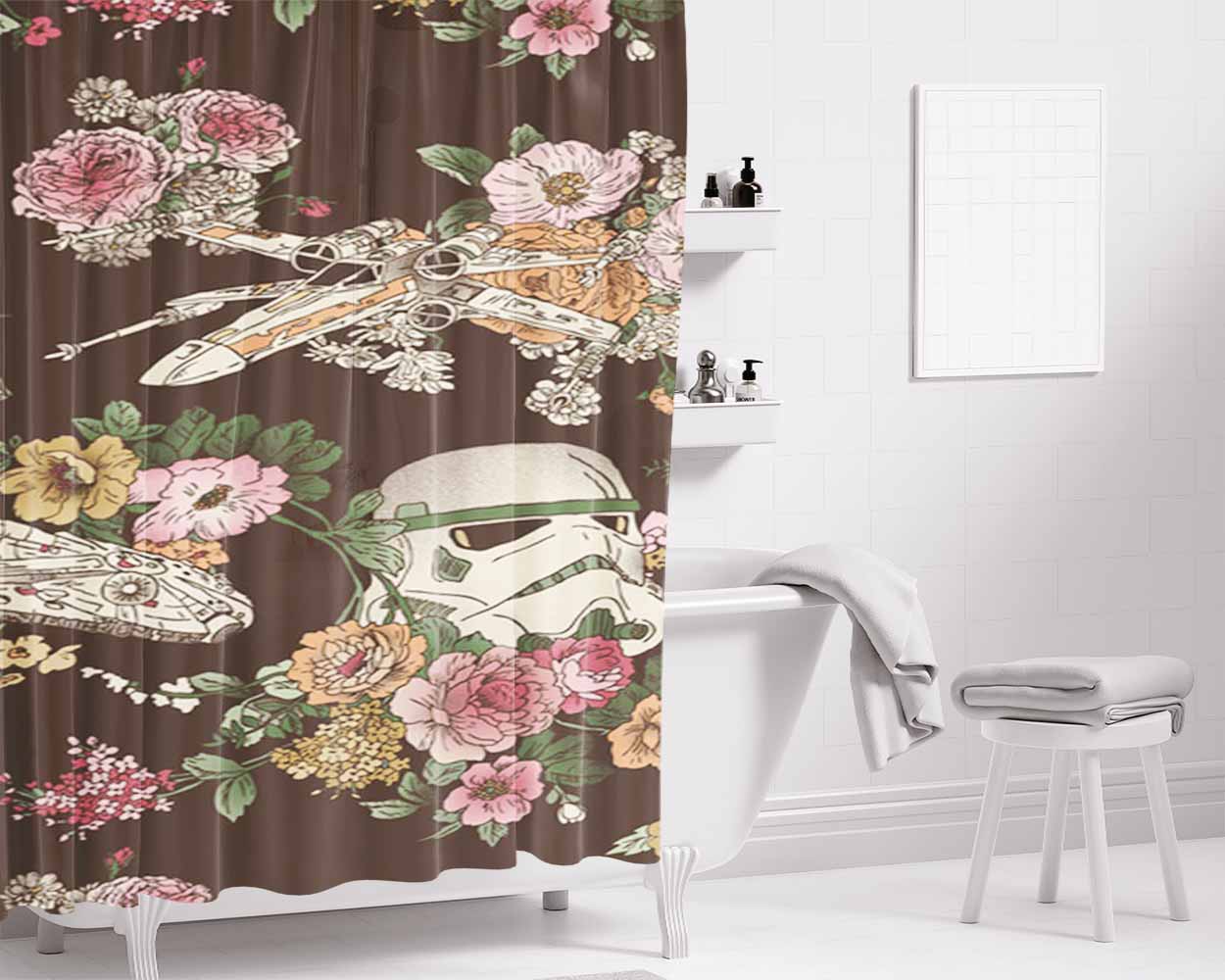 Botanic Wars Bathroom Shower Curtain Fabric Waterproof | 66 X 72 Inch