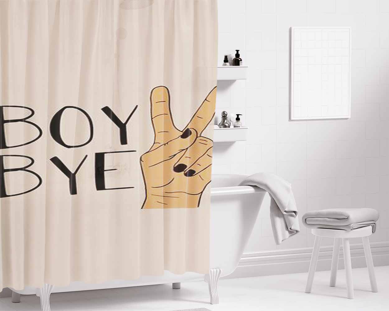 Boy Bye Bathroom Shower Curtain Fabric Waterproof | 66 X 72 Inch