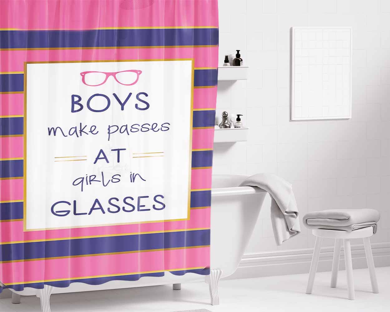 Boys Make Passes Bathroom Shower Curtain Fabric Waterproof | 66 X 72 Inch