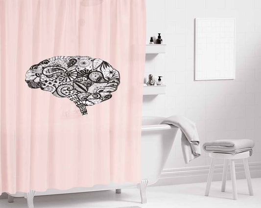 Brain Graphic Gift Bathroom Shower Curtain Fabric Waterproof | 66 X 72 Inch