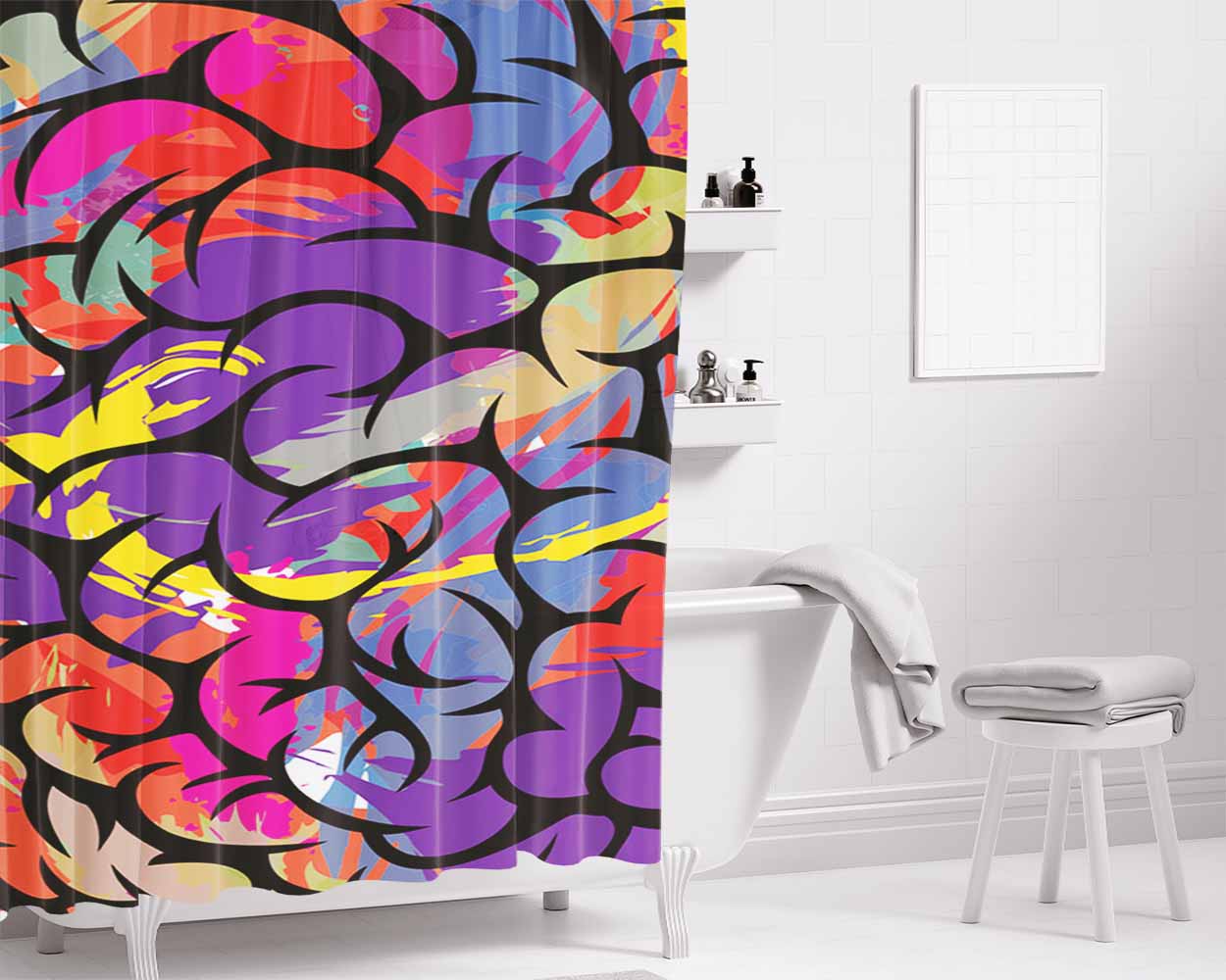 Brain Inspiration Full Colour Bathroom Shower Curtain Fabric Waterproof | 66 X 72 Inch