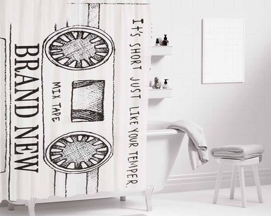 Brand New Mixtape Bathroom Shower Curtain Fabric Waterproof | 66 X 72 Inch