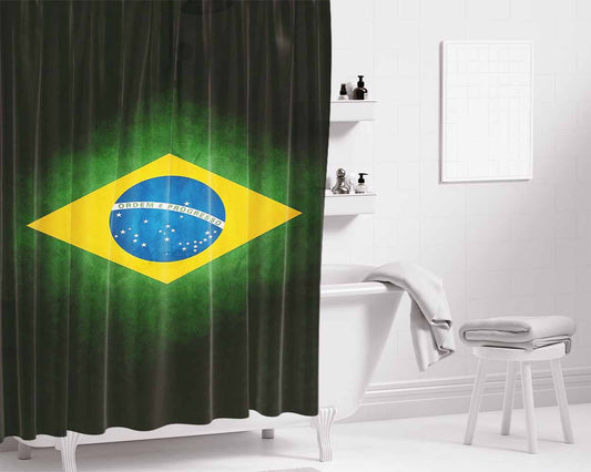 Brazil Football World Cup Bathroom Shower Curtain Fabric Waterproof | 66 X 72 Inch