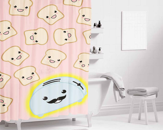 Bread Mustache Bathroom Shower Curtain Fabric Waterproof | 66 X 72 Inch