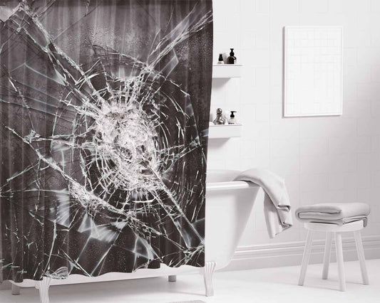 Break Mirror Bathroom Shower Curtain Fabric Waterproof | 66 X 72 Inch