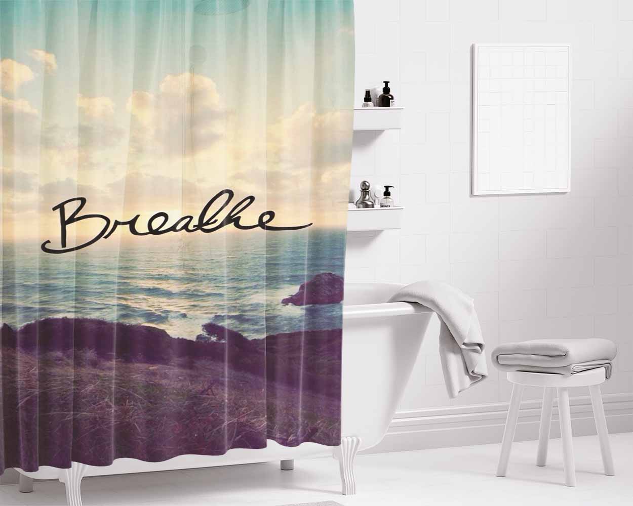 Breathe Bathroom Shower Curtain Fabric Waterproof | 66 X 72 Inch