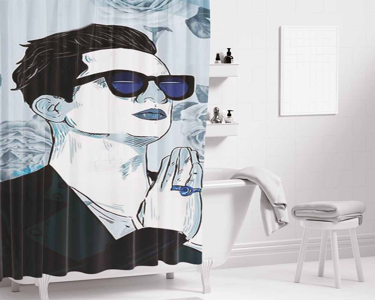 Brendon Urie Art Print Bathroom Shower Curtain Fabric Waterproof | 66 X 72 Inch