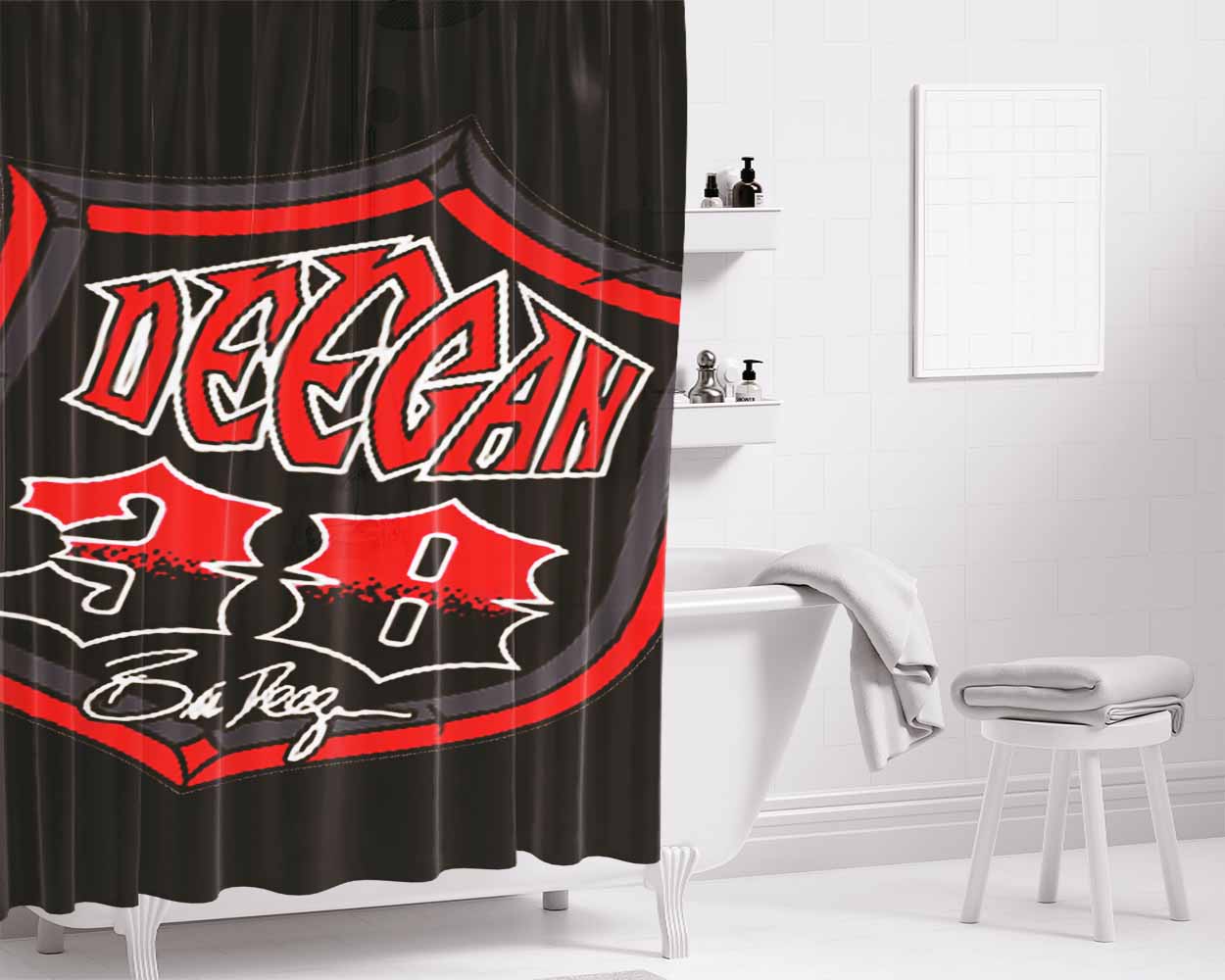 Brian Deegan Logo Metal Bathroom Shower Curtain Fabric Waterproof | 66 X 72 Inch