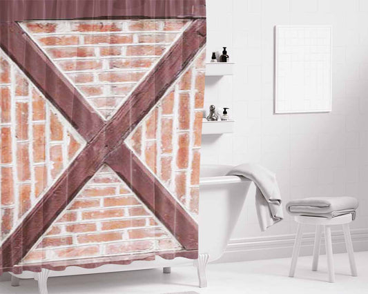 Brick Wall X Bathroom Shower Curtain Fabric Waterproof | 66 X 72 Inch