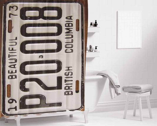 British Columbia Plat Number Bathroom Shower Curtain Fabric Waterproof | 66 X 72 Inch