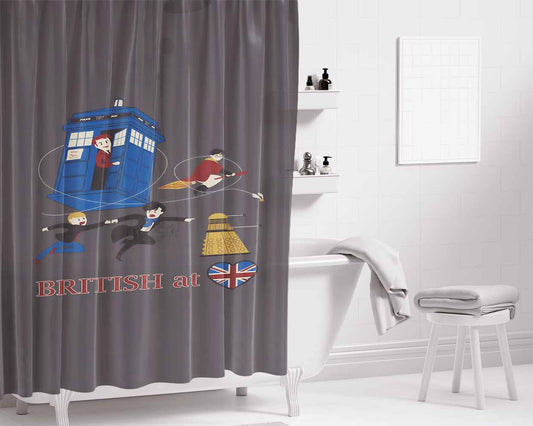 British Tv Series Bathroom Shower Curtain Fabric Waterproof | 66 X 72 Inch