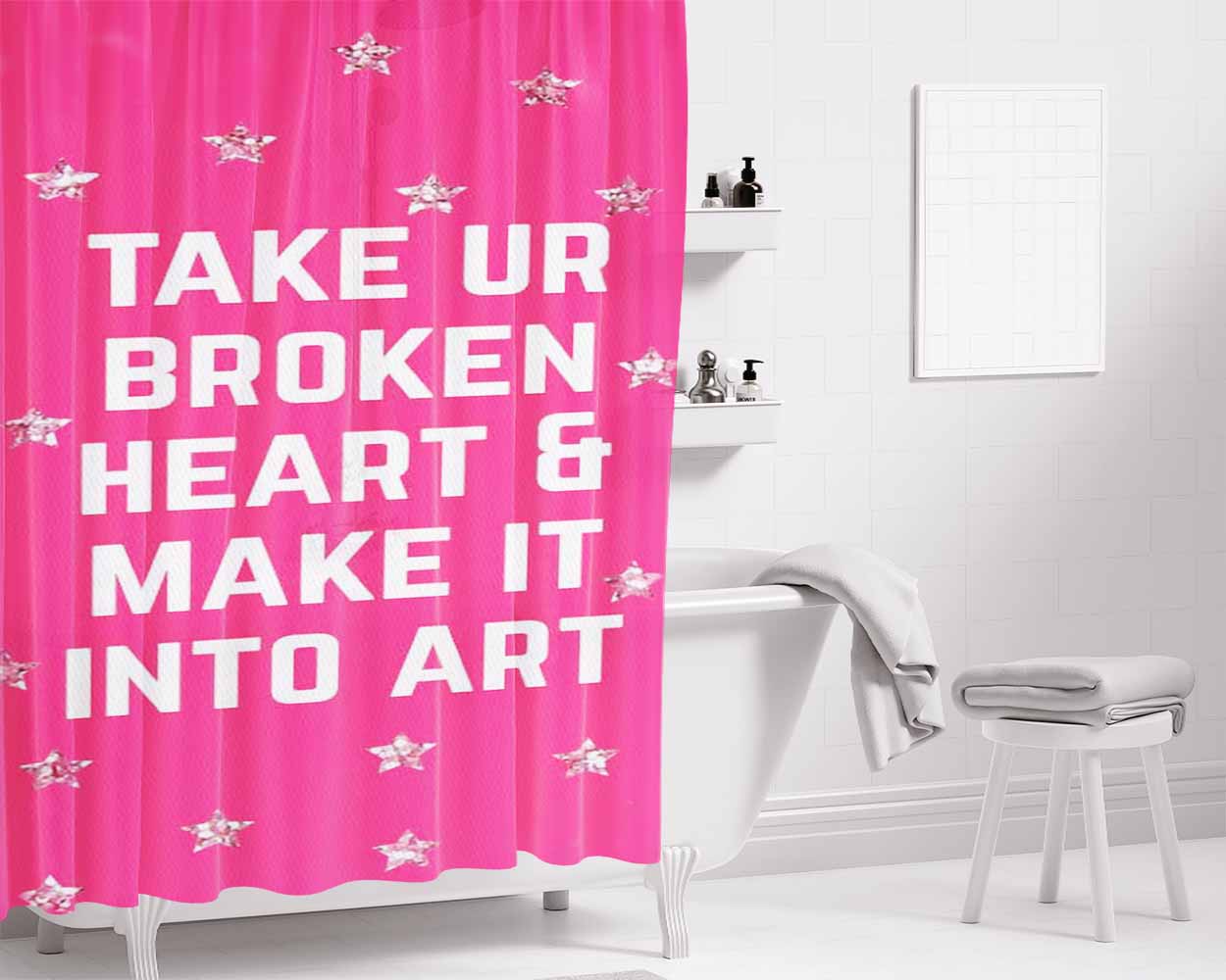 Broken Art Bathroom Shower Curtain Fabric Waterproof | 66 X 72 Inch