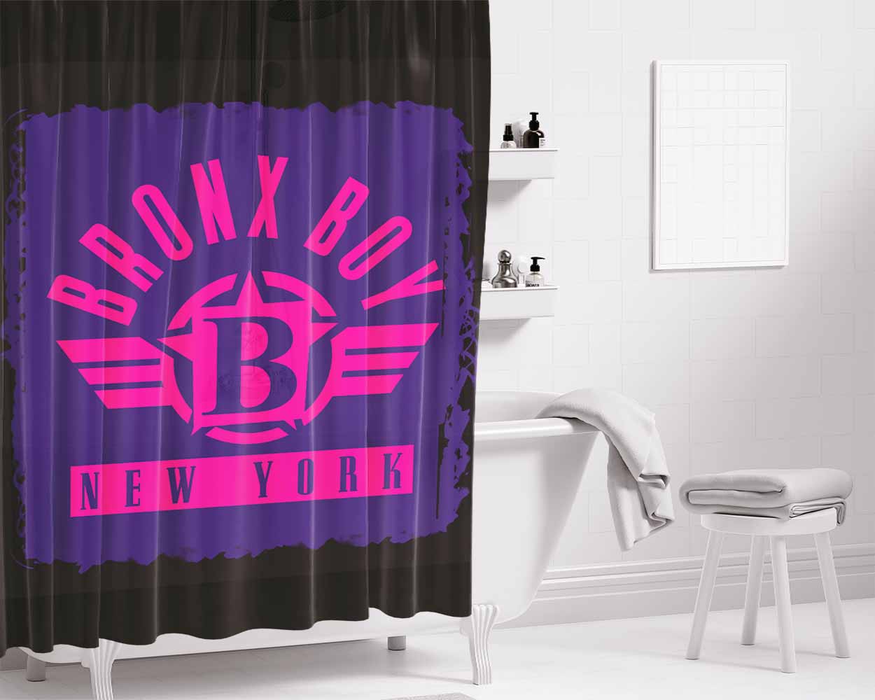 Bronx Boy Purple Bathroom Shower Curtain Fabric Waterproof | 66 X 72 Inch