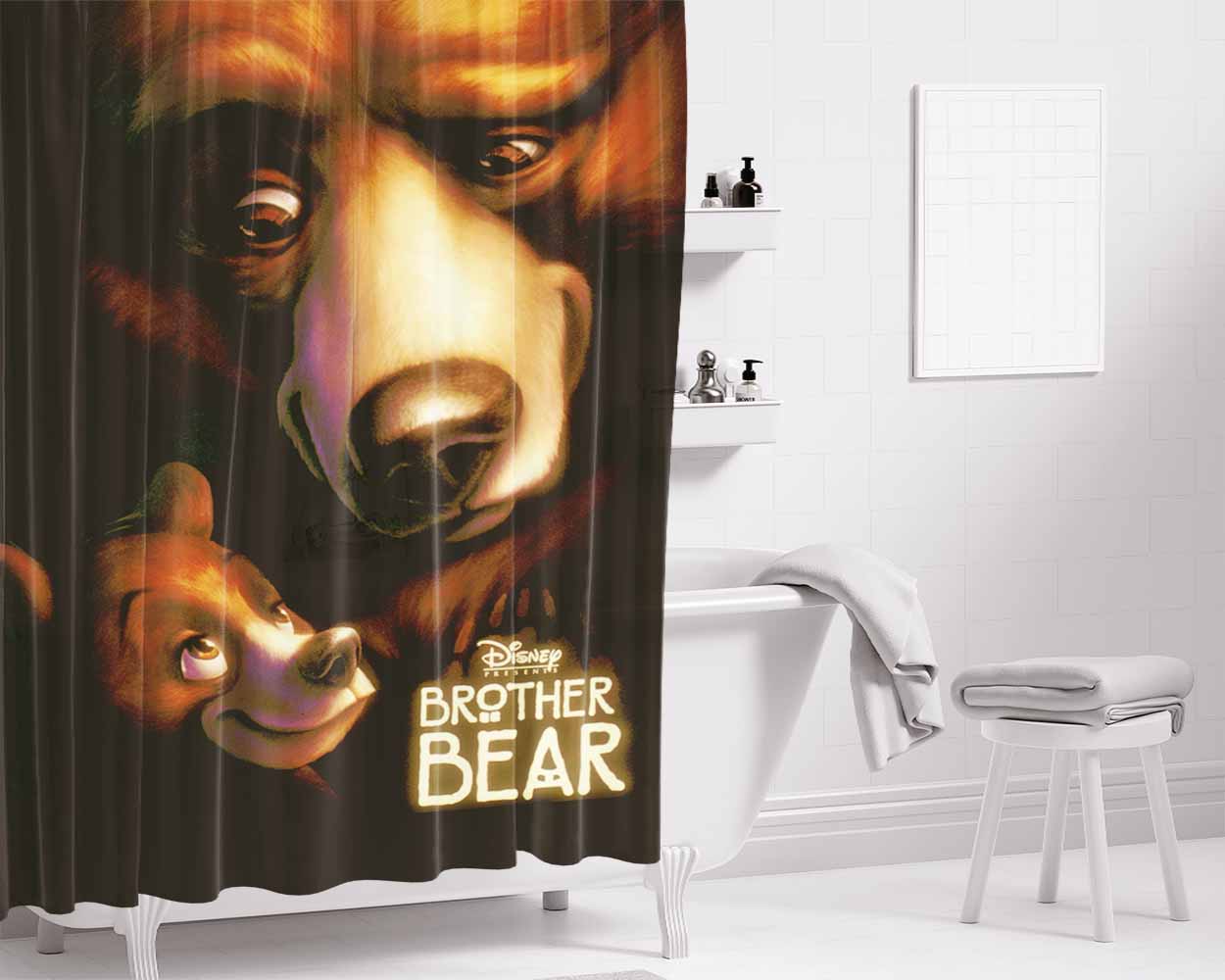 Brother Bear Bathroom Shower Curtain Fabric Waterproof | 66 X 72 Inch