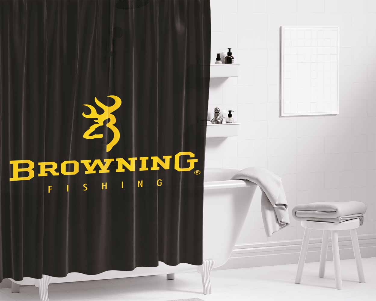 Browning Logo Bathroom Shower Curtain Fabric Waterproof | 66 X 72 Inch