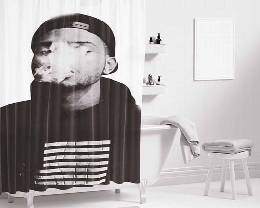 Bryson Tiller Cover Smoke Bathroom Shower Curtain Fabric Waterproof | 66 X 72 Inch