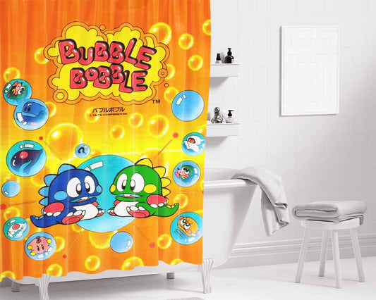 Bubble Bobble Arcade Retro Bathroom Shower Curtain Fabric Waterproof | 66 X 72 Inch